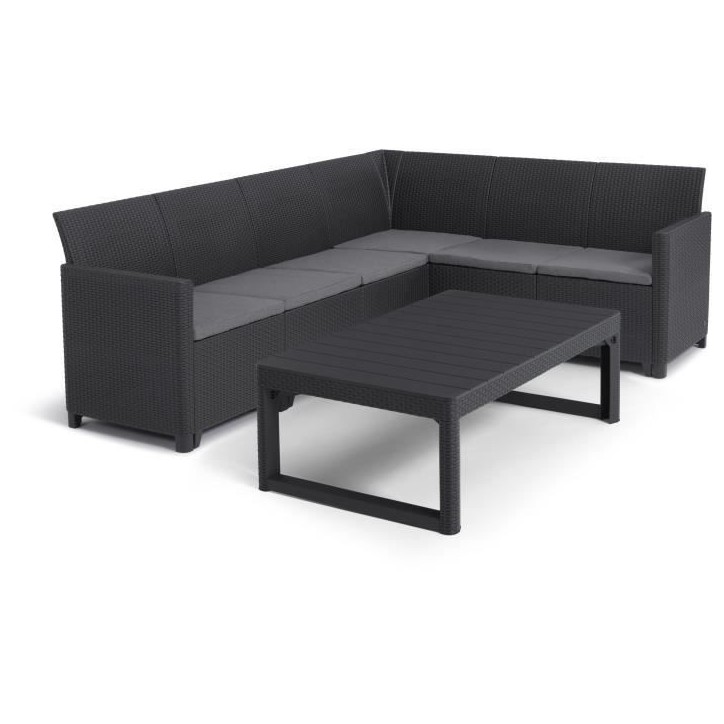 Salon de jardin avec table basse 2 en 1 - en résine - Allibert by KETER - 6 personnes - SanRemo - Gris graphite Salon de jardin avec table basse 2 en 1 - en résine - Allibert by KETER - 6 personnes - SanRemo - Gris graphite