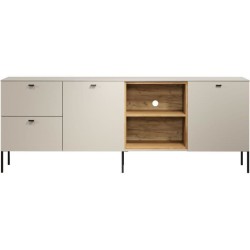 Meuble TV SAO PAULO - Cachemire / Chene blond - 2 portes, 2 niches, 2