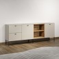 Meuble TV SAO PAULO - Cachemire / Chene blond - 2 portes, 2 niches, 2 tiroirs - 110 x 68 x 45 cm - TRENDTEAM