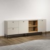 Meuble TV SAO PAULO - Cachemire / Chene blond - 2 portes, 2 niches, 2