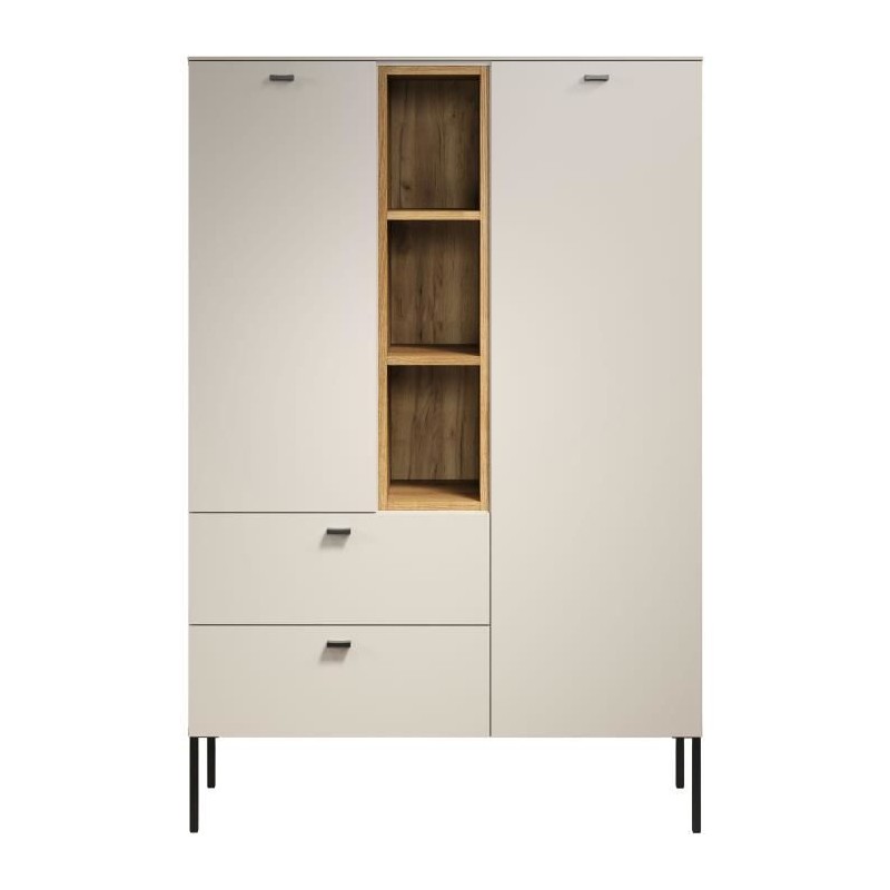 Buffet haut - SAO PAULO - Cachemire / Chene blond - 2 portes, 3 niches Buffet haut - SAO PAULO - Cachemire / Chene blond - 2 portes, 3 niches