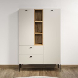 Buffet haut - SAO PAULO - Cachemire / Chene blond - 2 portes, 3 niches