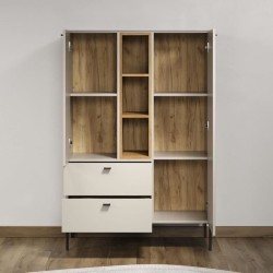 Buffet haut - SAO PAULO - Cachemire / Chene blond - 2 portes, 3 niches