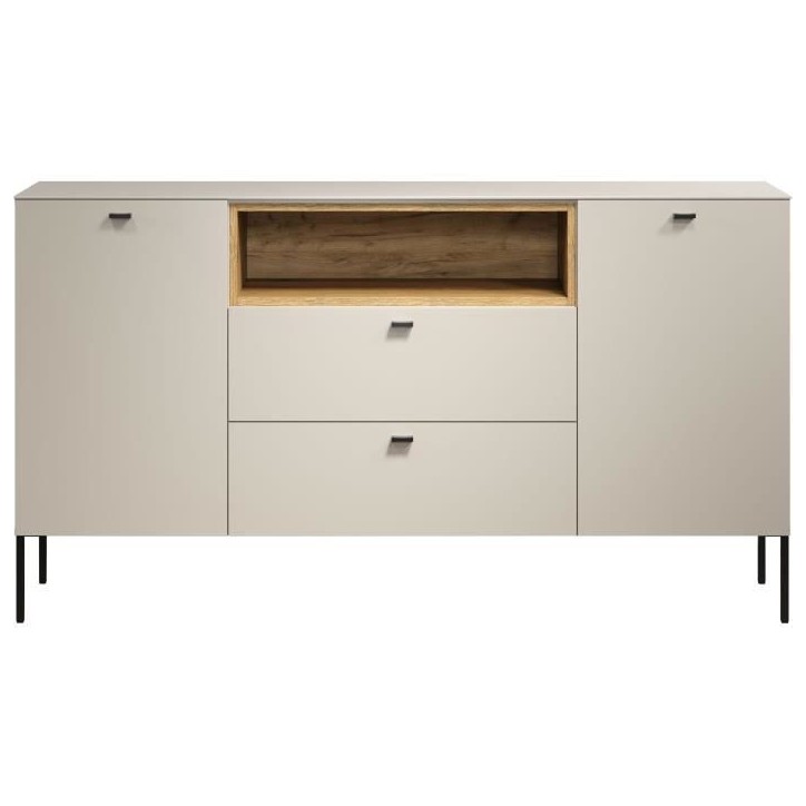 Buffet - SAO PAULO - Cachemire / Chene blond - 2 portes, 1 niche, 2 tiroirs - 154 x 42 x 85 cm - TRENDTEAM Buffet - SAO PAULO - Cachemire / Chene blond - 2 portes, 1 niche, 2 tiroirs - 154 x 42 x 85 cm - TRENDTEAM