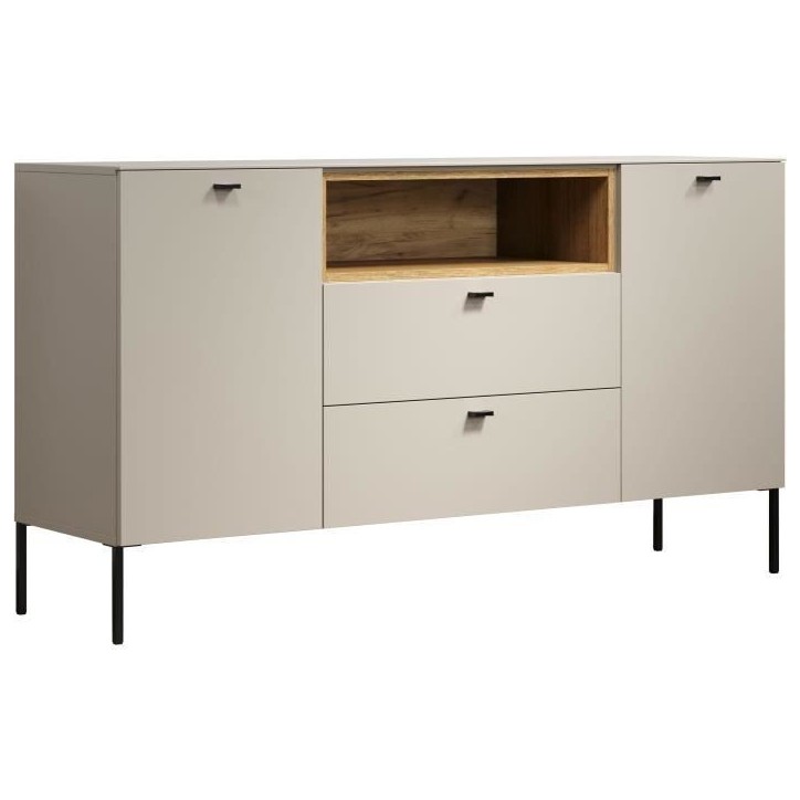 Buffet - SAO PAULO - Cachemire / Chene blond - 2 portes, 1 niche, 2 tiroirs - 154 x 42 x 85 cm - TRENDTEAM Buffet - SAO PAULO - Cachemire / Chene blond - 2 portes, 1 niche, 2 tiroirs - 154 x 42 x 85 cm - TRENDTEAM