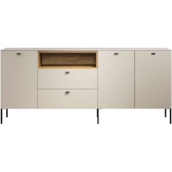 Buffet - SAO PAULO - Cachemire / Chene blond - 3 portes, 1 niche, 2 ti