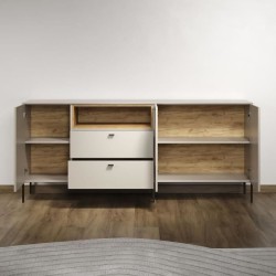 Buffet - SAO PAULO - Cachemire / Chene blond - 3 portes, 1 niche, 2 ti