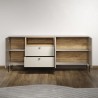 Buffet - SAO PAULO - Cachemire / Chene blond - 3 portes, 1 niche, 2 ti