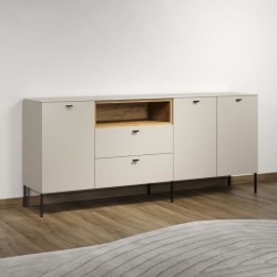 Buffet - SAO PAULO - Cachemire / Chene blond - 3 portes, 1 niche, 2 ti