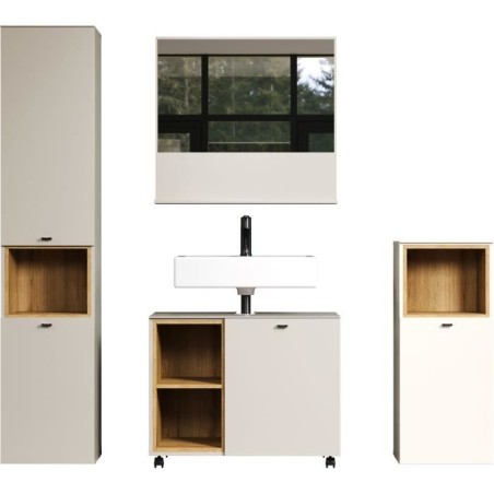 Salle de bain complete - Coloris Cachemire - L180 x H186 x P42 cm - Co