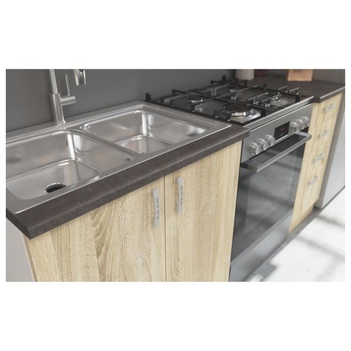 SARA Cuisine complete modulable - 5 éléments - Décor chene sonoma - L 180 cm - Plan de travail non inclus SARA Cuisine complete modulable - 5 éléments - Décor chene sonoma - L 180 cm - Plan de travail non inclus