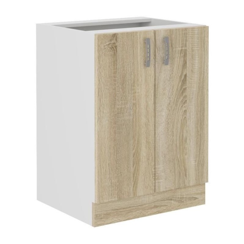 SARA Meuble bas - 2 portes - Décor chene sonoma - L60xP48xH82 cm - Pl SARA Meuble bas - 2 portes - Décor chene sonoma - L60xP48xH82 cm - Pl