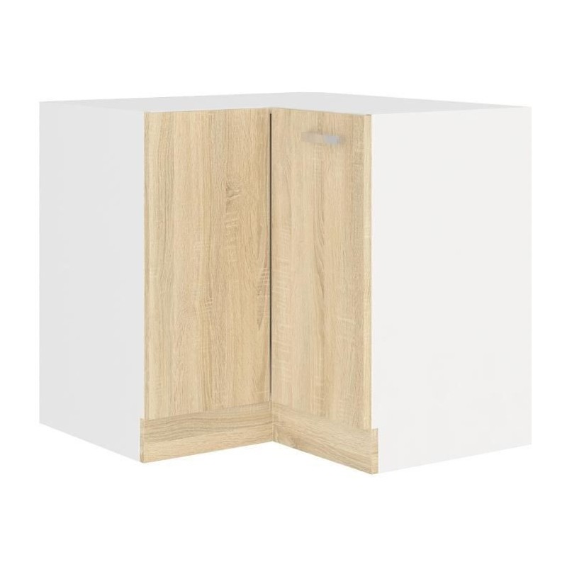 SARA Meuble bas d'angle - Décor chene sonoma - L83xL83xP48xH82cm - Pl SARA Meuble bas d'angle - Décor chene sonoma - L83xL83xP48xH82cm - Pl