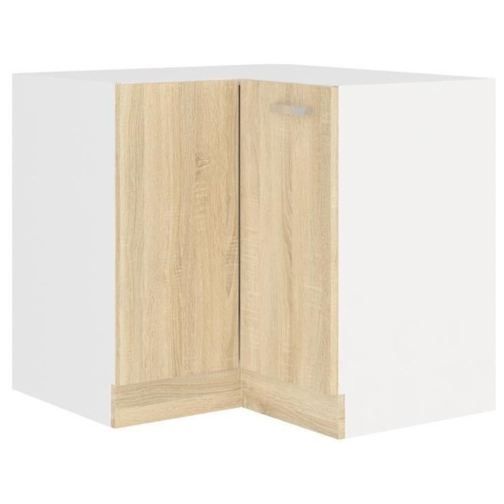 SARA Meuble bas d'angle - Décor chene sonoma - L83xL83xP48xH82cm - Plan de travail non inclus SARA Meuble bas d'angle - Décor chene sonoma - L83xL83xP48xH82cm - Plan de travail non inclus