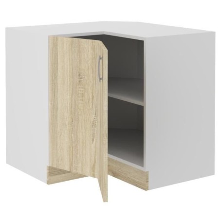 SARA Meuble bas d'angle - Décor chene sonoma - L83xL83xP48xH82cm - Plan de travail non inclus