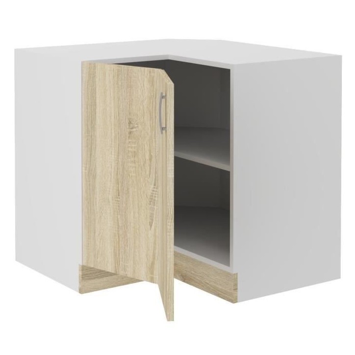 SARA Meuble bas d'angle - Décor chene sonoma - L83xL83xP48xH82cm - Plan de travail non inclus SARA Meuble bas d'angle - Décor chene sonoma - L83xL83xP48xH82cm - Plan de travail non inclus