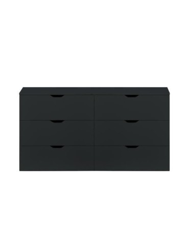 Commode BASIX - 6 tiroirs - Noir mat - L 139 x P 40 x H 80 cm