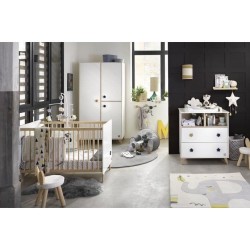 Chambre bébé duo OSLO - Lit 120x60 + Commode a langer 2 tiroirs éto