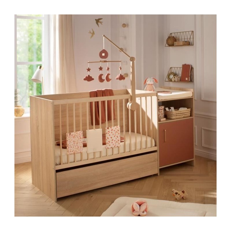 Lit combiné - 120 x 60 cm - Evolutif en 90 x 190 cm - CHARLIE - SAUTH Lit combiné - 120 x 60 cm - Evolutif en 90 x 190 cm - CHARLIE - SAUTH
