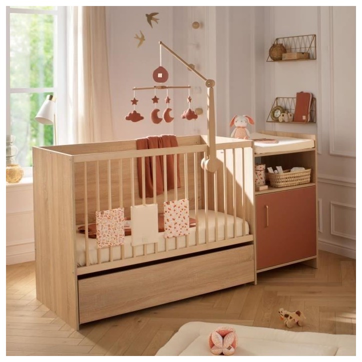 Lit combiné - 120 x 60 cm - Evolutif en 90 x 190 cm - CHARLIE - SAUTHON - Terracotta Lit combiné - 120 x 60 cm - Evolutif en 90 x 190 cm - CHARLIE - SAUTHON - Terracotta