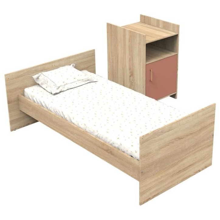 Lit combiné - 120 x 60 cm - Evolutif en 90 x 190 cm - CHARLIE - SAUTHON - Terracotta Lit combiné - 120 x 60 cm - Evolutif en 90 x 190 cm - CHARLIE - SAUTHON - Terracotta