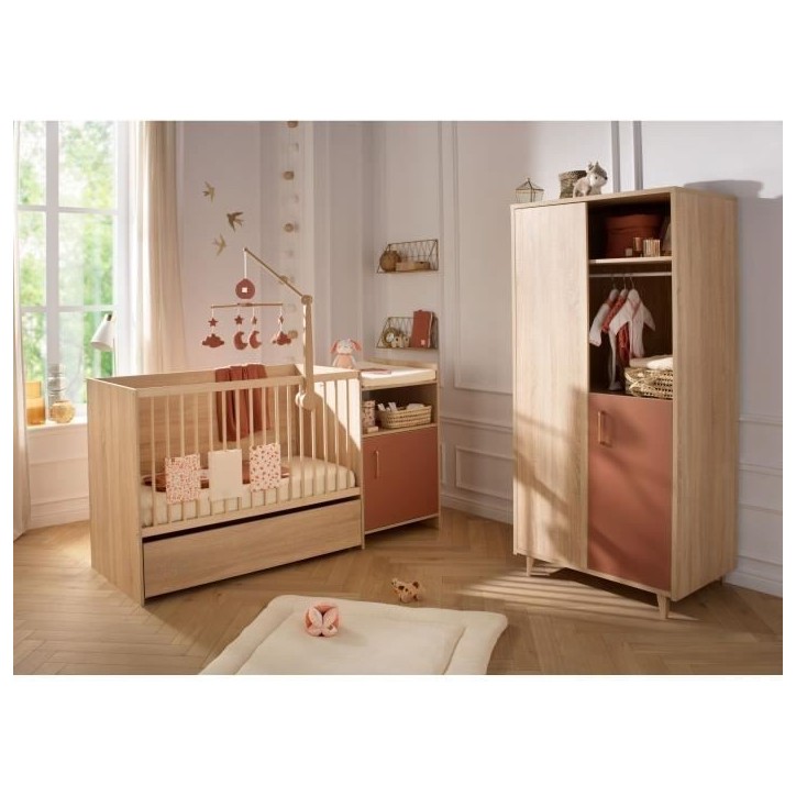 Lit combiné - 120 x 60 cm - Evolutif en 90 x 190 cm - CHARLIE - SAUTHON - Terracotta Lit combiné - 120 x 60 cm - Evolutif en 90 x 190 cm - CHARLIE - SAUTHON - Terracotta