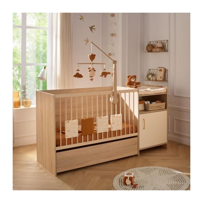 Lit combiné - 120 x 60 cm - Evolutif en 90 x 190 cm - CHARLIE - SAUTH Lit combiné - 120 x 60 cm - Evolutif en 90 x 190 cm - CHARLIE - SAUTH