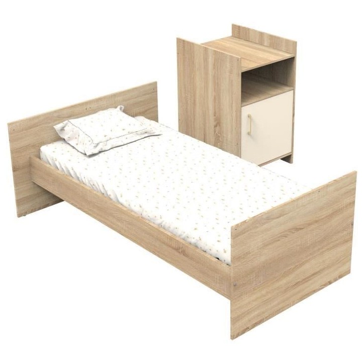 Lit combiné - 120 x 60 cm - Evolutif en 90 x 190 cm - CHARLIE - SAUTHON - Creme