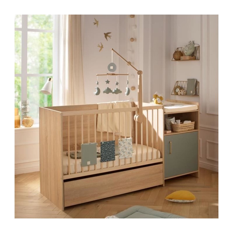 Lit combiné - 120 x 60 cm - Evolutif en 90 x 190 cm - CHARLIE - SAUTH Lit combiné - 120 x 60 cm - Evolutif en 90 x 190 cm - CHARLIE - SAUTH