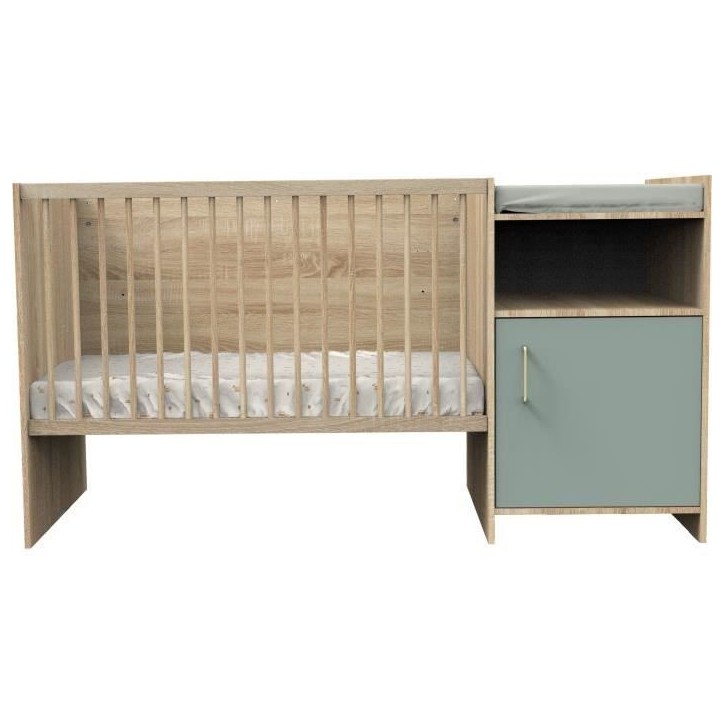 Lit combiné - 120 x 60 cm - Evolutif en 90 x 190 cm - CHARLIE - SAUTHON - Sauge Lit combiné - 120 x 60 cm - Evolutif en 90 x 190 cm - CHARLIE - SAUTHON - Sauge