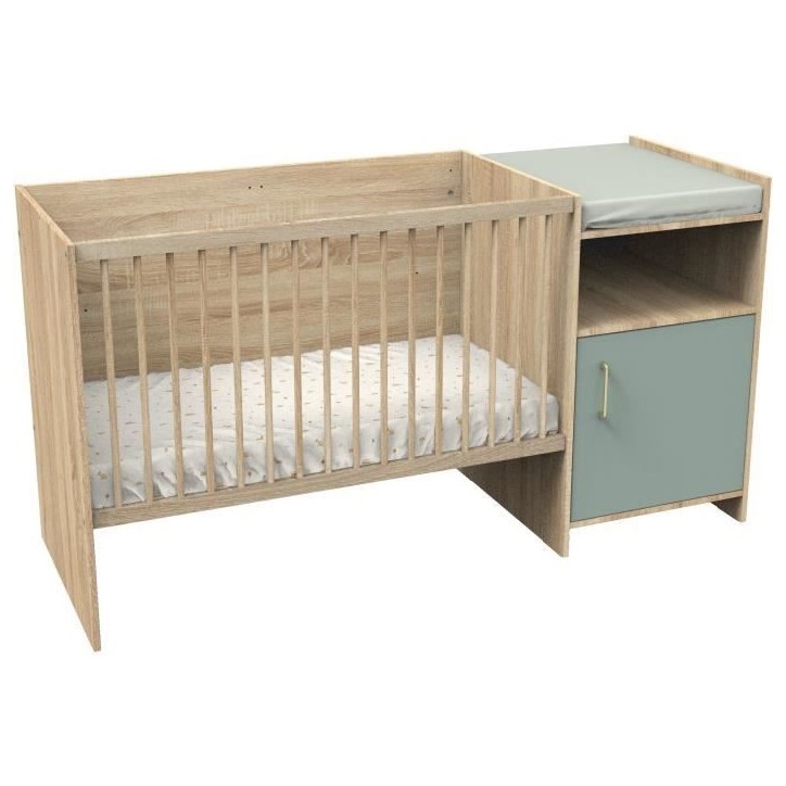 Lit combiné - 120 x 60 cm - Evolutif en 90 x 190 cm - CHARLIE - SAUTHON - Sauge Lit combiné - 120 x 60 cm - Evolutif en 90 x 190 cm - CHARLIE - SAUTHON - Sauge