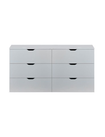 Commode Basix - 6 tiroirs - Blanc mat - L 139 x P 40 x H 80 cm