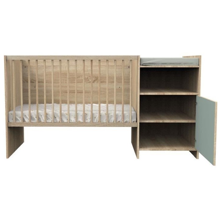 Lit combiné - 120 x 60 cm - Evolutif en 90 x 190 cm - CHARLIE - SAUTHON - Sauge Lit combiné - 120 x 60 cm - Evolutif en 90 x 190 cm - CHARLIE - SAUTHON - Sauge