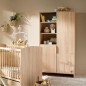 Chambre bébé trio AZUR - Lit 120x60 + Commode a langer 3 tiroirs + Armoire 2 portes chene doré - SAUTHON