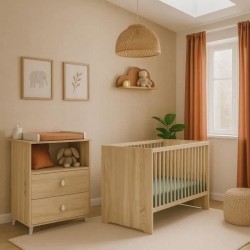 Chambre bébé duo MONTANA - Lit 120x60 + Commode a langer 2 tiroirs d