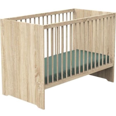 Chambre bébé duo MONTANA - Lit 120x60 + Commode a langer 2 tiroirs décor chene doré - SAUTHON