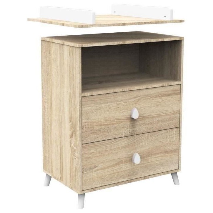 Chambre bébé duo MONTANA - Lit 120x60 + Commode a langer 2 tiroirs décor chene doré - SAUTHON Chambre bébé duo MONTANA - Lit 120x60 + Commode a langer 2 tiroirs décor chene doré - SAUTHON