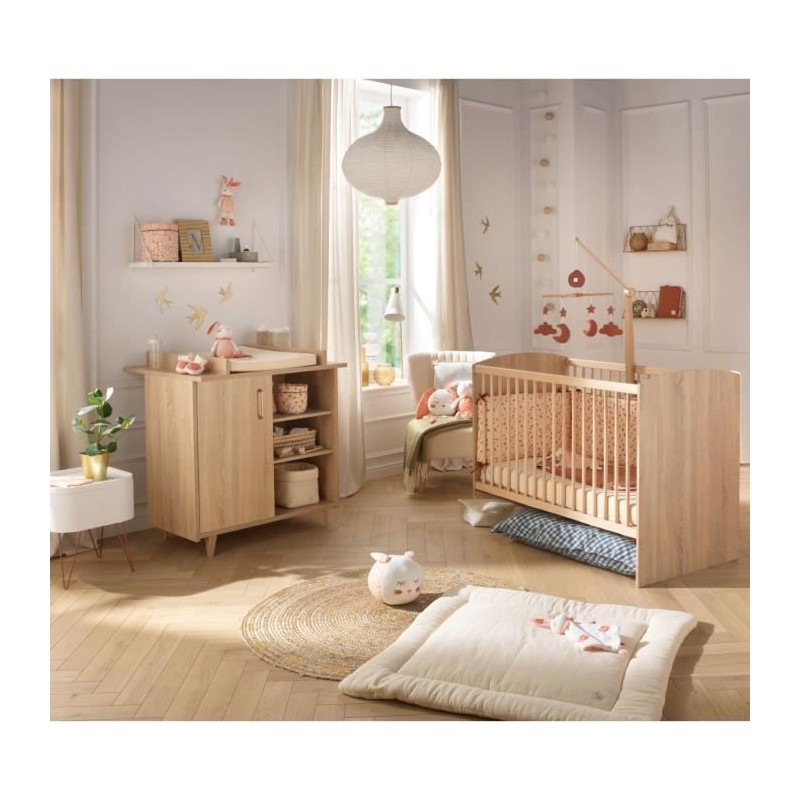 Chambre duo bébé - SAUTHON - Sam Chene doré - Lit bébé 120 x 60 c Chambre duo bébé - SAUTHON - Sam Chene doré - Lit bébé 120 x 60 c