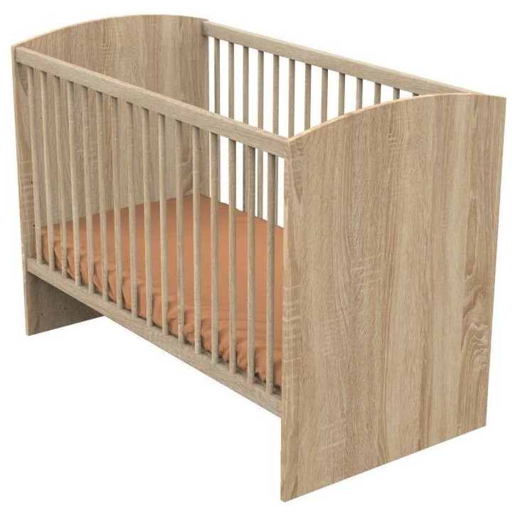 Chambre complete trio bébé - SAUTHON - Sam Chene doré - Lit bébé 120 x 60 cm, commode a langer et armoire