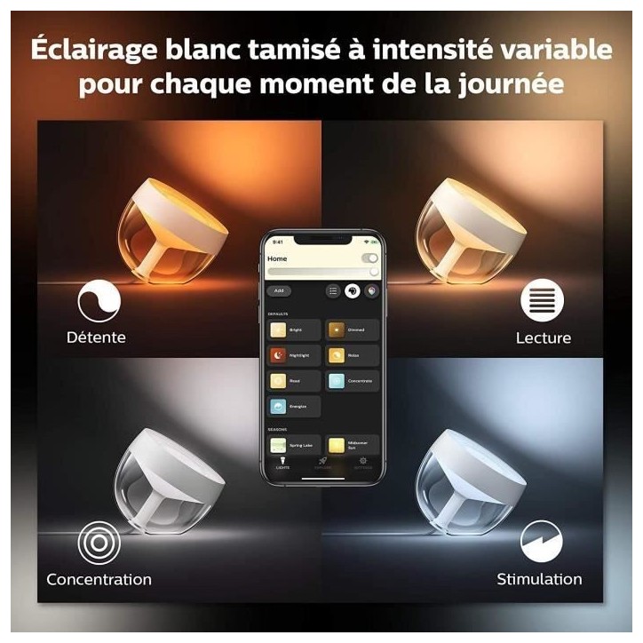 Philips Hue White & Color Ambiance, Iris compatible Bluetooth, Blanc, fonctionne avec Alexa, Google Assistant et Apple Homekit Philips Hue White & Color Ambiance, Iris compatible Bluetooth, Blanc, fonctionne avec Alexa, Google Assistant et Apple Homekit