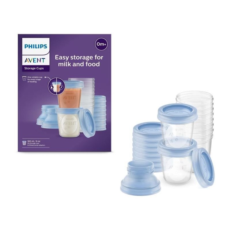 Pots de conservation - PHILIPS AVENT - Lait maternel - 10 pots 180ml + Pots de conservation - PHILIPS AVENT - Lait maternel - 10 pots 180ml +