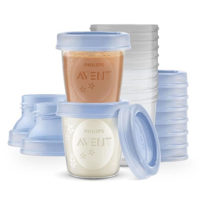 Pots de conservation - PHILIPS AVENT - Lait maternel - 10 pots 180ml + 2 adaptateurs Pots de conservation - PHILIPS AVENT - Lait maternel - 10 pots 180ml + 2 adaptateurs