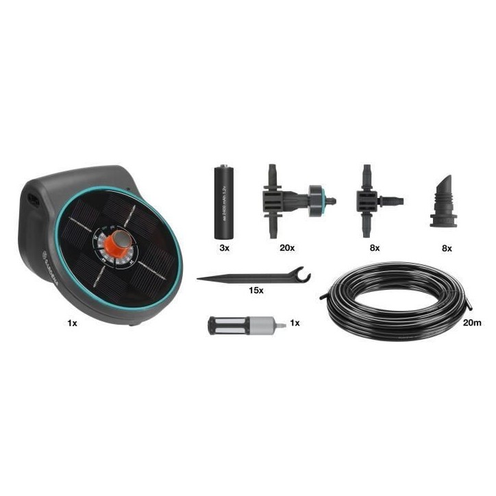 GARDENA AquaBloom - Solution d'arrosage automatique solaire pour 20 plantes GARDENA AquaBloom - Solution d'arrosage automatique solaire pour 20 plantes