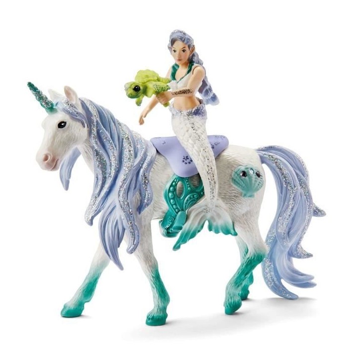 Figurine Sirene sur licorne de mer, Schleich 70594 Bayala, 4 pieces, Des 5 ans