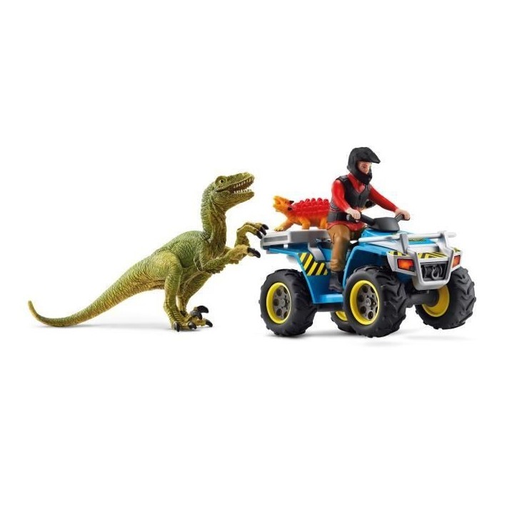 Fuite sur quad face au vélociraptor - Ensemble de Jouets Préhistoriques de 5 Pieces pour Garçons et Filles a Partir de 4 ans Fuite sur quad face au vélociraptor - Ensemble de Jouets Préhistoriques de 5 Pieces pour Garçons et Filles a Partir de 4 ans