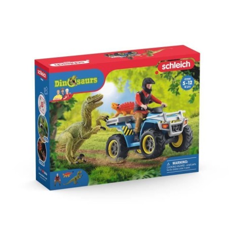 Fuite sur quad face au vélociraptor - Ensemble de Jouets Préhistoriques de 5 Pieces pour Garçons et Filles a Partir de 4 ans