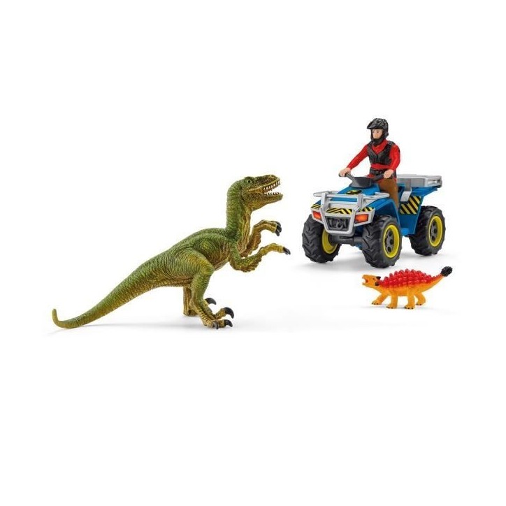 Fuite sur quad face au vélociraptor - Ensemble de Jouets Préhistoriques de 5 Pieces pour Garçons et Filles a Partir de 4 ans Fuite sur quad face au vélociraptor - Ensemble de Jouets Préhistoriques de 5 Pieces pour Garçons et Filles a Partir de 4 ans