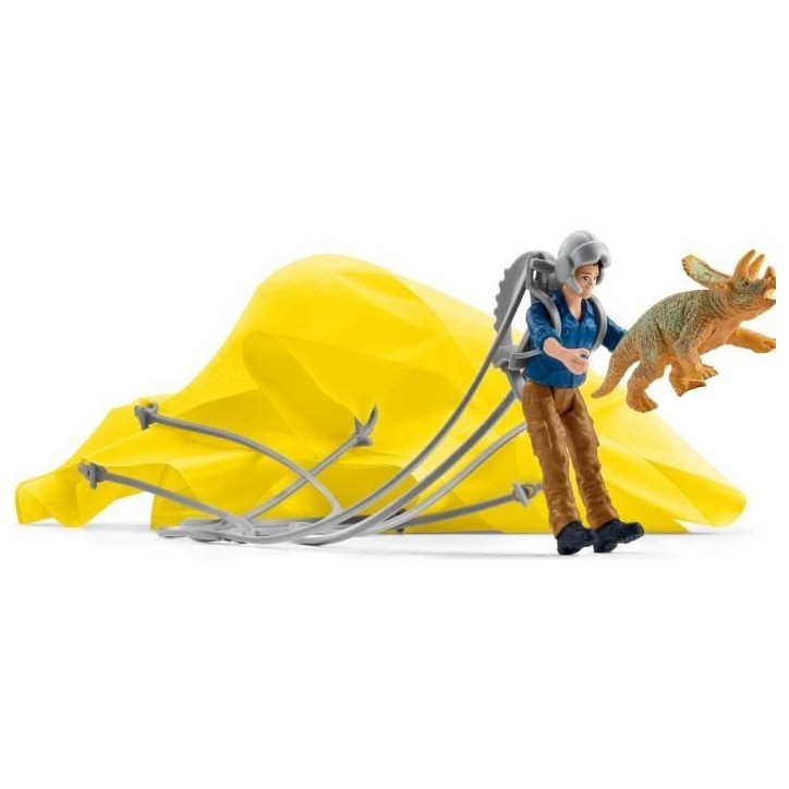 Sauvetage en Parachute, Coffret schleich avec 1 parachute, 1 figurine humaine et 1 dinosaure, Ensemble de Jouets Préhistoriques Sauvetage en Parachute, Coffret schleich avec 1 parachute, 1 figurine humaine et 1 dinosaure, Ensemble de Jouets Préhistoriques