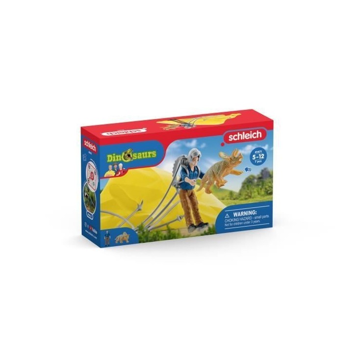 Sauvetage en Parachute, Coffret schleich avec 1 parachute, 1 figurine humaine et 1 dinosaure, Ensemble de Jouets Préhistoriques Sauvetage en Parachute, Coffret schleich avec 1 parachute, 1 figurine humaine et 1 dinosaure, Ensemble de Jouets Préhistoriques
