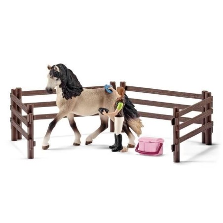 Kit de soin pour chevaux andaloux, coffret schleich avec 9 éléments dont 1 cheval schleich inclus, coffret figurines pour enfa